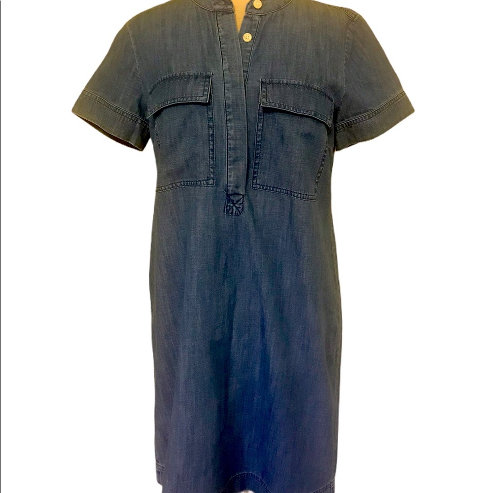 🍂💙🍁J. Crew Chambray Short-sleeve Dress w/pockets sz 4